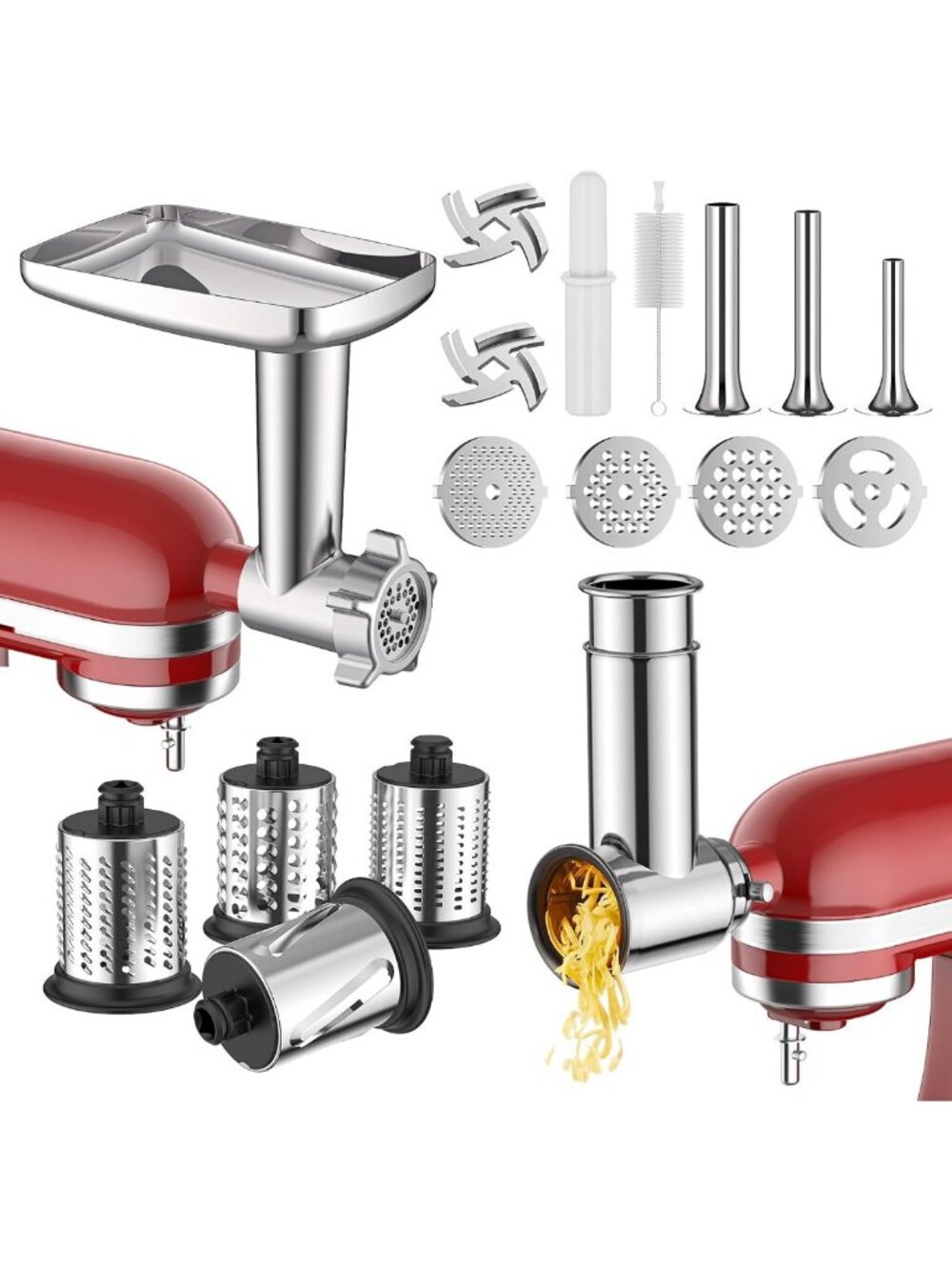 Stainless Steel Meat Grinder & Slicer Shredder Attachment for Kitchen Mixer